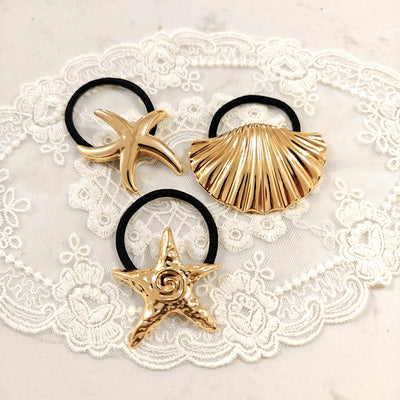 Women's Classic Style Scallop Starfish Flower 304 Stainless Steel Plating Hair Clip Hair Tie