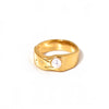 Jewelry Retro Shiny Solid Color 304 Stainless Steel 18K Gold Pearl 18K Gold Plated Inlay Stainless Steel Rings