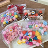 20 Bagged Macarons Candy Color Autumn and Winter Plush Fur Ball Small Size Wooden Ear Hair Band Children's All-Match Headband