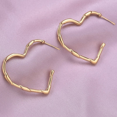 1 Pair Simple Style Classic Style Heart Shape Plating 304 Stainless Steel Ear Studs