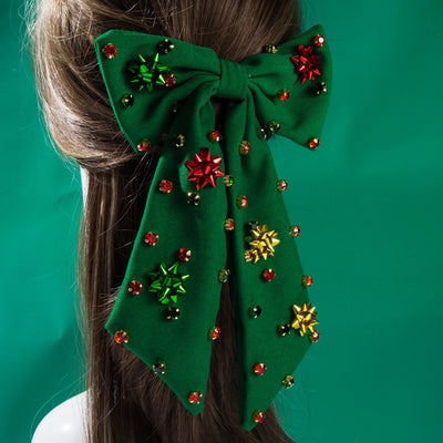 Christmas Elegant Classic Style Women's Bow Knot Alloy Sequins Inlay Rhinestones Hair Clip