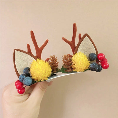 Christmas Cute IG Style Women's Antlers Plush Handmade Hair Clip