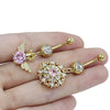 1 Piece Belly Rings Cute Sweet Star Heart Shape 316 Stainless Steel  Alloy Copper Inlay Rhinestones Zircon Gold Plated