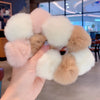 Large Rex rabbit fur ball sausage ring Korean style color matching plush cute rubber band autumn and winter New ball head hair rope hair accessories