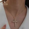 304 Stainless Steel Copper 18K Gold Plated Plating Inlay Cross Zircon Pendant Necklace