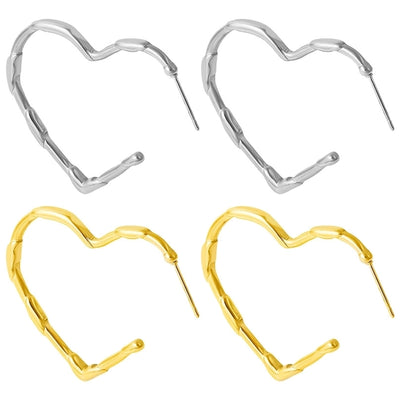 1 Pair Simple Style Classic Style Heart Shape Plating 304 Stainless Steel Ear Studs