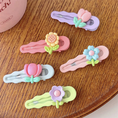 cute spring and summer new frosted flower duckbill clip Tulip hairpin candy color side clip  headdress for women