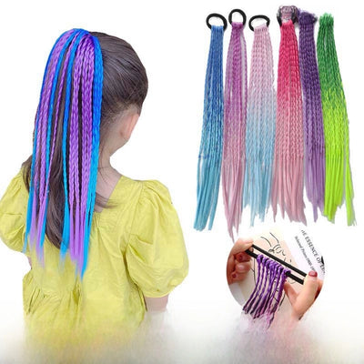 Children's colorful braid ponytail dirty braid accessories hair ring wig headdress children's wig ponytail twist braid