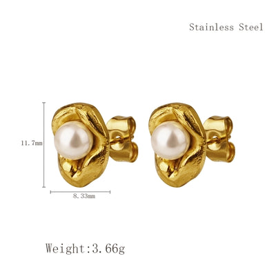 1 Piece Elegant Pea 304 Stainless Steel 18K Gold Plated Ear Studs