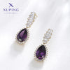 1 Pair Elegant Luxurious XUPING Water Droplets Plating Inlay Copper Artificial Gemstones 18K Gold Plated Drop Earrings