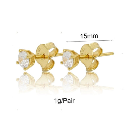 1 Pair IG Style Elegant Geometric Copper Zircon 24K Gold Plated Drop Earrings Ear Studs