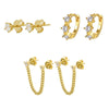 1 Pair IG Style Elegant Geometric Copper Zircon 24K Gold Plated Drop Earrings Ear Studs