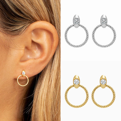 1 Pair IG Style Elegant Geometric Copper Zircon 24K Gold Plated Drop Earrings