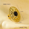 Jewelry Retro French Style Oval 304 Stainless Steel Natural Stone Plating Inlay Open Rings