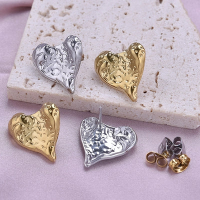 1 Pair Simple Style Classic Style Heart Shape Plating 304 Stainless Steel Ear Studs