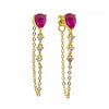 1 Pair Elegant Shiny Tassel Water Drop Copper Zircon 24K Gold Plated Drop Earrings