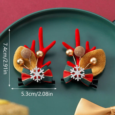 Christmas Elegant Cute Funny Women's Bunny Ears Sika Deer Elk Synthetic Resin Alloy Hair Clip Party Headpieces