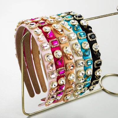 casual solid color rhinestone hair band