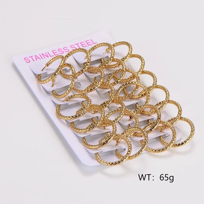 1 Pack of 12 Pairs Basic Vintage Style Simple Style Round 304 Stainless Steel Hoop Earrings Earrings