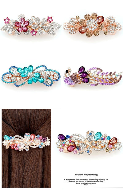 Rhinestone hairpin combination hot sale metal spring clip hair accessories ponytail clip hairpin antique headdress stall jewelry