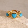 Jewelry Glam Classic Style Artistic Heart Shape 304 Stainless Steel Turquoise Inlay Rings