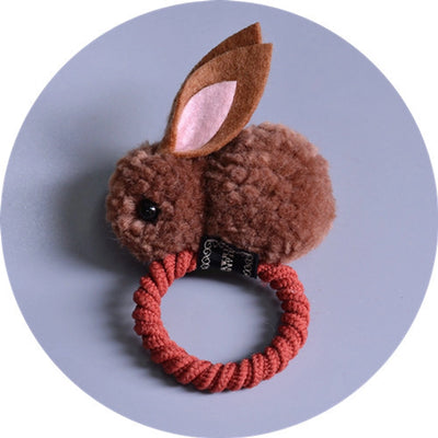 fashion rabbit plush patchwork hair clip hair tie 1 piece