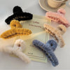 Korean Simple Plush Grab Clip Girl Autumn and Winter New Back Head Hair Clip Elegant Hair Grab Shark Clip Hair Accessories