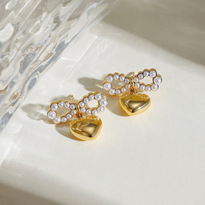 1 Pair Retro Sweet Simple Style Heart Shape 304 Stainless Steel 18K Gold Plated Drop Earrings