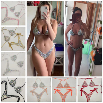 women's solid color 2 piece set bikinis