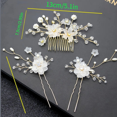 -style handmade bridal headdress pearl flower twist bead hair comb hair pin suit wedding dress accessories