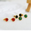 1 Pair Simple Style Geometric Inlay 304 Stainless Steel Agate 18K Gold Plated Ear Studs