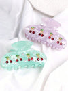 1 PCs Cute Summer Acetate Rhinestone Fruit Cherry Decoration Women Shell Barrettes Ponytail Claw Clip Suitable for Women Stylish Hair Accessories, Ocean Vacation, Gift for Friends, Mother's Day Gift