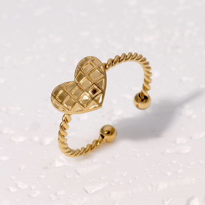 Jewelry Sweet Simple Style IG Style Heart Shape 304 Stainless Steel 18K Gold Plated Stainless Steel Rings