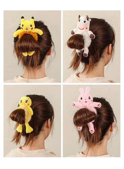 Cute cartoon plush bear hair band does not hurt hair headdress children's hair tie Korean style hair rope ball head rubber band