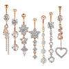 1 Piece 1 Set Belly Rings Simple Style Shiny Heart Shape 304 Stainless Steel Belly Rings