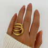 Jewelry Retro French Style IG Style Geometric 316L Stainless Steel  18K Gold Plated Irregular Open Rings