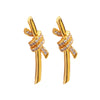 1 Pair Elegant Bow Knot Inlay Brass Zircon 24K Gold Plated Ear Studs