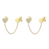 1 Pair IG Style Cute French Style Heart Shape Copper Zircon 24K Gold Plated Dangling Earrings