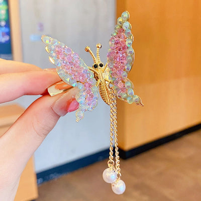 cute fashion sweet butterfly alloy metal artificial pearls hair clip