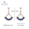 1 Pair Glam XUPING Shiny Sector Hollow Out Inlay Copper Artificial Gemstones 18K Gold Plated Drop Earrings