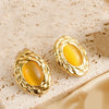 1 Pair Vintage Style Classic Style Oval 304 Stainless Steel 18K Gold Plated Ear Studs