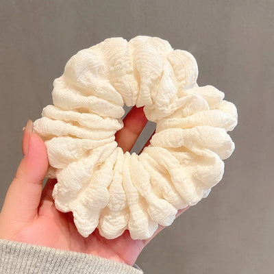 cute large hair scrunchies hair accessories coffee color milky white headdress