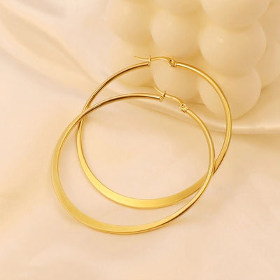 1 Pair Simple Style Round Plating 304 Stainless Steel 18K Gold Plated Earrings