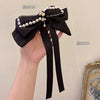 Black Diamond Pearl bow hairpin trendy houndstooth spring clip back head headwear fashionable temperament hair accessories