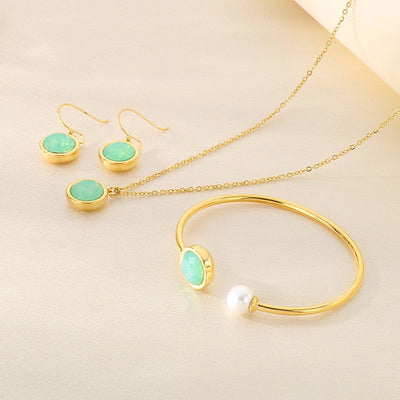 Jewelry Simple Style Commute Round 304 Stainless Steel 18K Gold Plated Jewelry Set