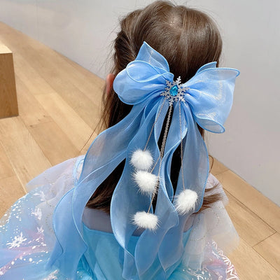 cartoon style bow knot organza rhinestone hair clip