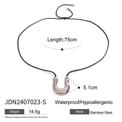 Jewelry Simple Style U Shape Solid Color 304 Stainless Steel Plating Stainless Steel Necklaces