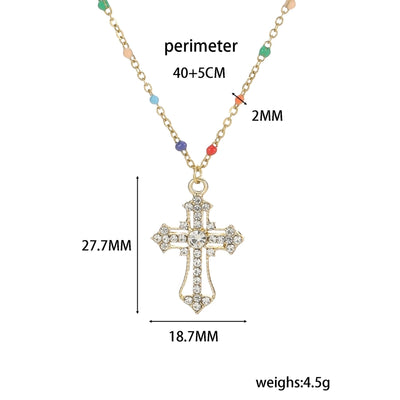 Simple Style Shiny Cross 18K Gold Plated Rhinestones 304 Stainless Steel Alloy  Pendant Necklaces