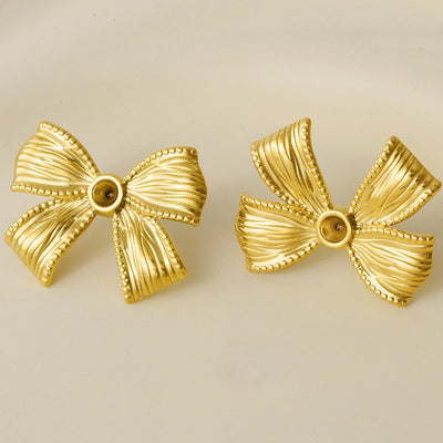 1 Pair Sweet Simple Style Bow Knot 304 Stainless Steel 18K Gold Plated Ear Studs