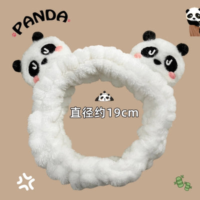 Panda Plush Face Wash Hair Bands Autumn and Winter Hair Band Hair Fixer Non-Slip Headband Female 2024 New Hair Pin Hairware